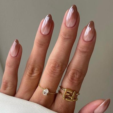 KQueenest Ombré Braun French Press on Nails Kurz Mandel - 30 Stück Klebenägel