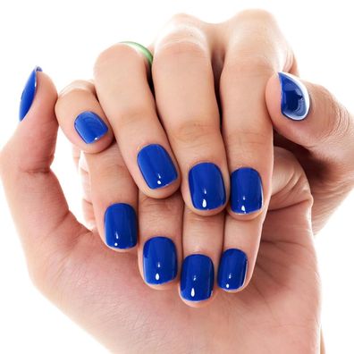 Glamermaid 24Pcs Extra Kurze Squoval Königsblau Gelee-Gel Kleber-Nägel