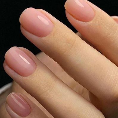Glamermaid 24Pcs Extra Kurze Press-on-Nägel Beige Rosa Squoval Glänzend Gel Acryl
