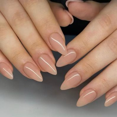 KQueenest 30 Stück Beige Press On Nails Kurz Mandel - Natürliche Acryl Nägel zum
