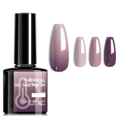 Virellay Farbwechsel UV Gel Nagellack Dunkellila - 8ml, Temperaturwechsel für