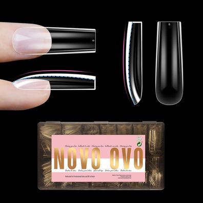 NOVO OVO L Sculpted Square Nail Tips für gebogene Nägel, extra dick, 450 Stück