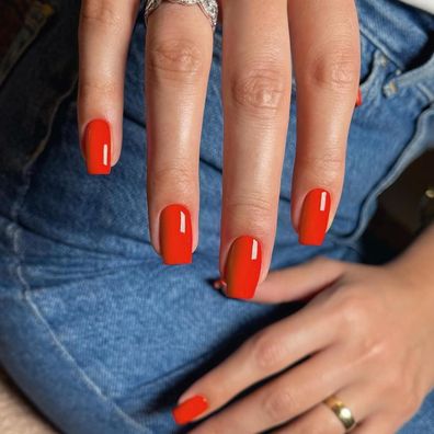 KQueenest Korallenrot Press On Nails Mandel Eckig, Sarg Nägel zum Aufkleben
