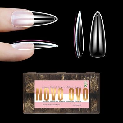 NOVO OVO L Natural Almond Nail Tips - Extra dicke, geformte Ballerina-Spitzen