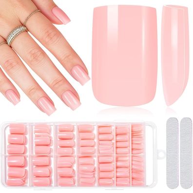 Melliex 280 Stück Mittel Quadratische Nackt Press on Nails, 14 Größen Acryl