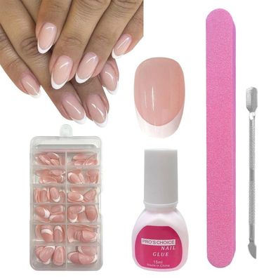 Zahriva French Press On Nails Short Almond - 120 Stück Full Cover Nageltips für