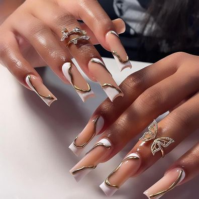 Daruur 24 Stück Full Cover Press on Nails, Klebenägel Fingernägel für Frauen
