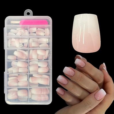 Zahrvia Falsche Nägel Tips Set - 120 Stück Französisch Gradient Kurz Square