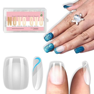 NOVO OVO Short Square Round Nagelspitzen, extra dick, volle Abdeckung, weiches