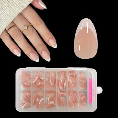 Zahrvia French Nails künstliche Nägel zum Aufkleben, 120 Stück, kurze