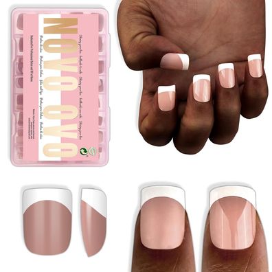 NOVO OVO Extra Short French-Tip Nagelspitzen (224 Stk.) - XS/XXS Square Round
