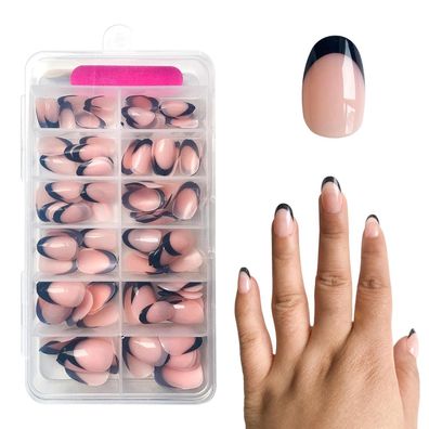 Zahriva French Press On Nails Short Almond - 120 Stück, Full Cover Nageltips