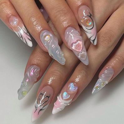 Daruur 24 Stück Full Cover Press on Nails, Klebenägel Fingernägel für Frauen