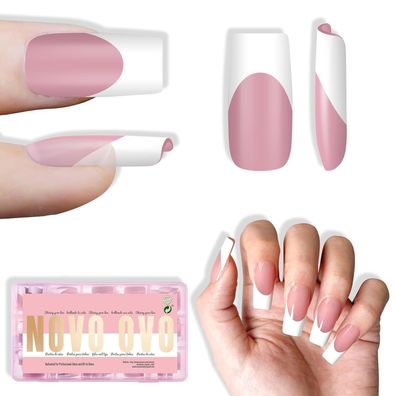 NOVO OVO White French Tip Square Nail Tips, Extra dicke Quadratisch