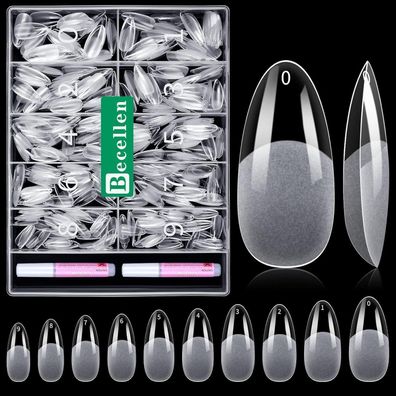 Becellen 500 Stück Künstliche Nagel Tips, Soft Gel Nageltips Full Cover Almond