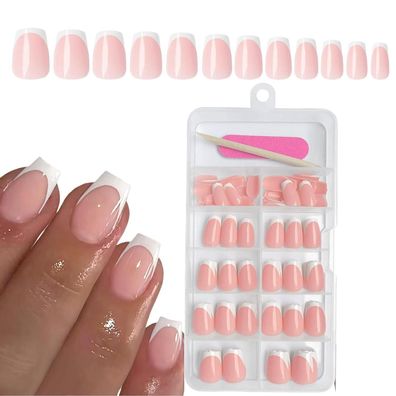 Goiern 120 Stück Französische Press on Nails Kurz, Ballerina Akryl Gel Glänzend