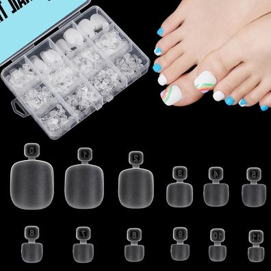 Tomicca 120 Stück Transparente Künstliche Zehennägel Kit, 12 Größen Falsche