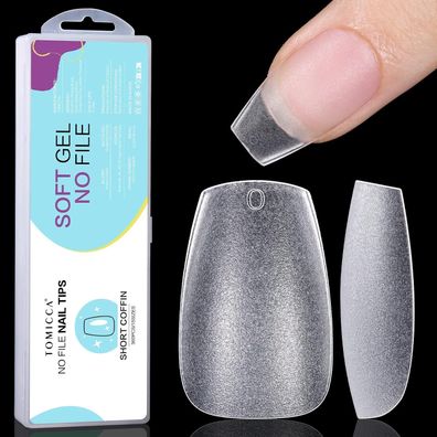 Tomicca Sarg Kurz Nagel Tips, Gelly Tips Full Cover Kunstnägel für Gelnägel