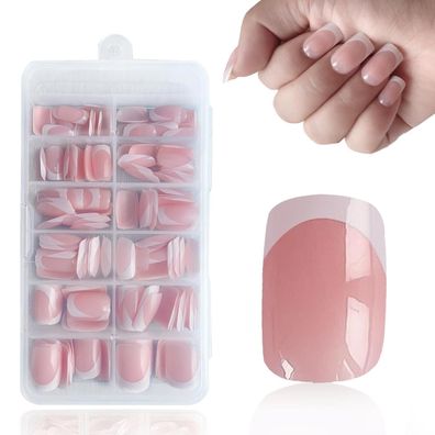 SanFangyue Kurz Square French Press On Nails Soft Gel Nageltips mit Primer