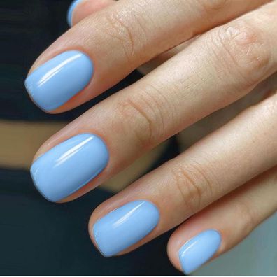 Ceboic 24 Stück Hellblaue French Press on Nails Kurz Eckig Full Cover
