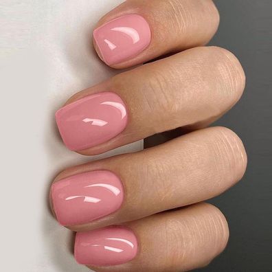 Ceboic 24 Stück French Press on Nails Kurz Eckig Dunkel Rosa Glänzend