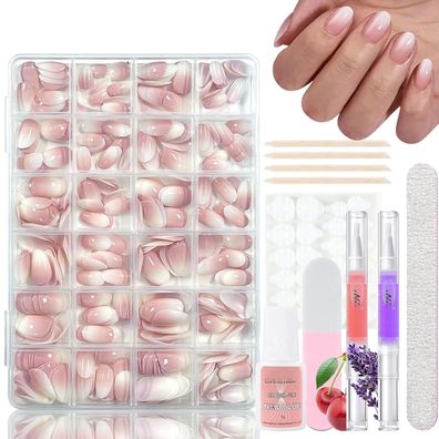 Virellay 360 Stück Kurz Mandel Press on Nails Ombre Farbverlauf Künstliche