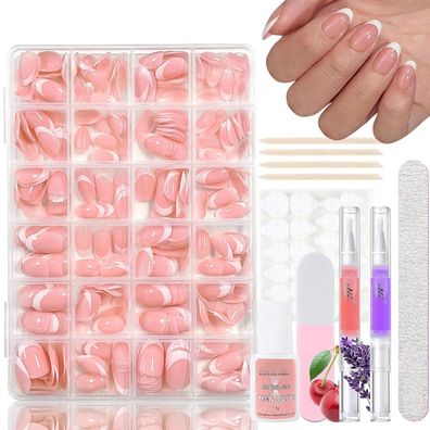 Virellay 360 Stück French Press on Nails Mandel Kurz - Künstliche Nägel zum