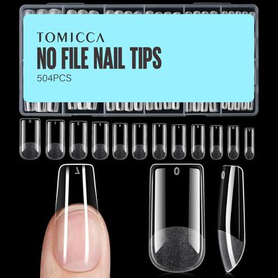 Tomicca 504 Stück Medium Quadrat Nageltips für Gelnägel, Nagelverlängerung