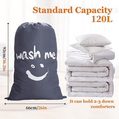 3er Set 120L Reise Wäschesack mit Kordelzug, Staubfest, Nylon Wäschetasche für