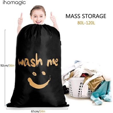 Ihomagic 2er Set 120L Reise Wäschesack aus 420D Nylon mit Kordelzug und