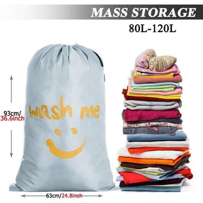 Ihomagic Reise Wäschesack mit Kordelzug, "Wash me" Wäschesammler, Groß