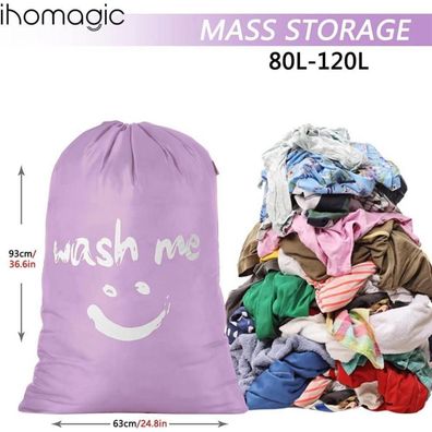 Ihomagic Wäschesack Reise, 120L, Faltbarer Wäschekorb für Schmutzwäsche