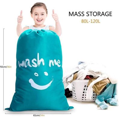Ihomagic 2er Pack Wäschesack 120L Blau, Reise Schmutzwäsche Sammler, faltbar