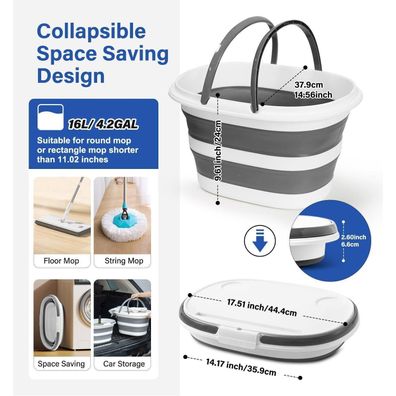 Zonopy Verbesserter faltbarer 16L Silikon-Eimer mit 4-in-1 Multifunktionsdeckel