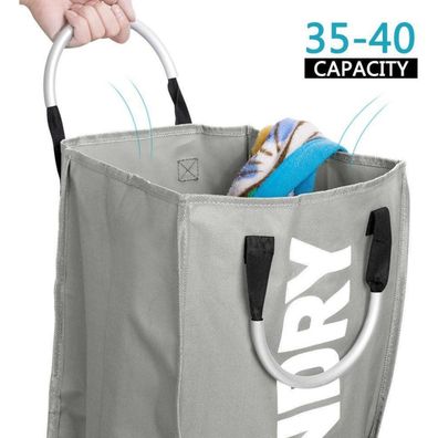 Ihomagic Wäschekorb faltbar, Wäschesack 35L, 33x23x53cm, Grau, ideal für
