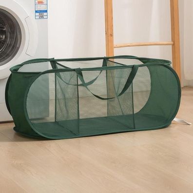 RunFar shop Pop Up Wäschekorb Faltbar mit 3 Fächern, 100L, Grün, 2 Stück