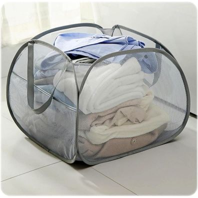 RunFar shop Pop Up Wäschekorb Faltbar 90L - Wäschetonne Klappbar mit Griff, Grau