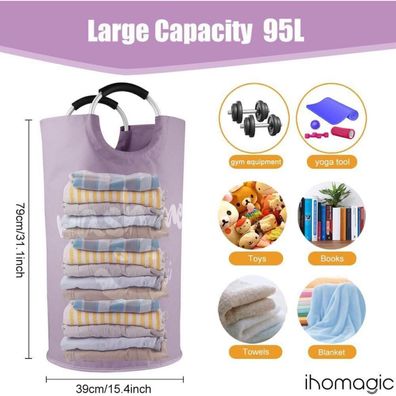 Ihomagic Wäschesammler 2er Set, 95L, faltbar, mit Griffen, wasserdicht