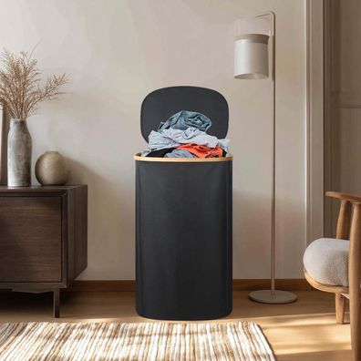 TeSabMi Wäschekorb 100L mit Deckel, faltbar und robust, ideal für Bad