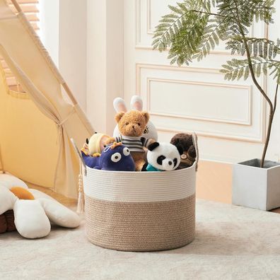 Youdenova Wäschekorb Geflochten 65L, Aufbewahrungskorb für Wohnzimmer