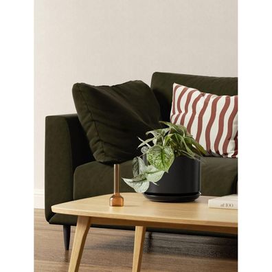 LE TAUCI Keramik Blumentopf mit Untersetzer, 17 cm, Schwarz - Moderner Übertopf