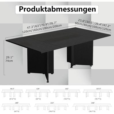 Zrbddef Modularer Konferenztisch erweiterbar, 320x120x74 cm, Hellbraun, für