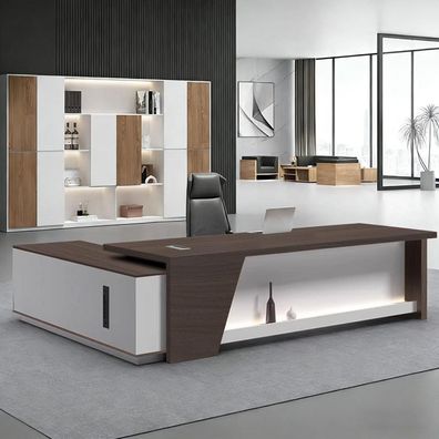 Zrbddef Moderner L-förmiger Schreibtisch mit Stauraum, 200x80x75 cm