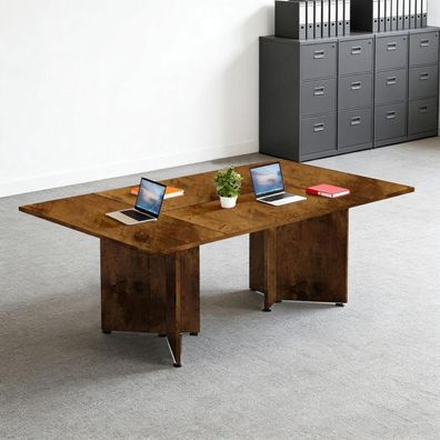 Zrbddef Modularer Konferenztisch erweiterbar, 600x80x74 cm, Flamed Wood, für