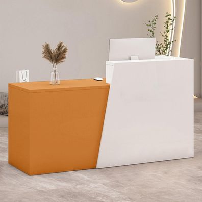 Zrbddef Empfangstheke mit Schublade und Ablagefächern, 180x42x100cm, White