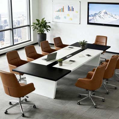 Konferenztisch Büro 180x120x74cm, Moderner Besprechungstisch mit 2,5cm