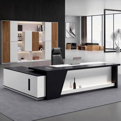 Zrbddef Moderner L-förmiger Schreibtisch mit viel Stauraum, 180x80x75cm