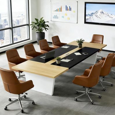 Konferenztisch Büro 200x100cm, Moderner Besprechungstisch, Stabiler