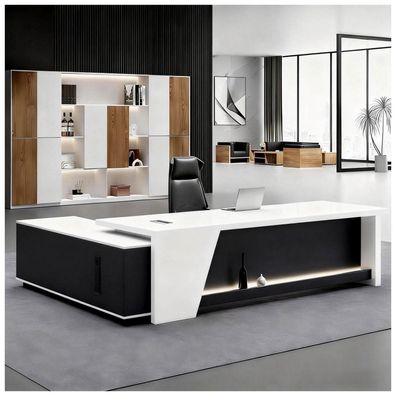 Zrbddef L-förmiger Schreibtisch mit Stauraum, moderner Bürotisch, 200x80x75 cm