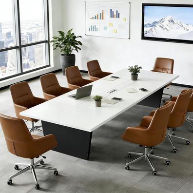 Konferenztisch Büro, Moderner Besprechungstisch 200x100cm, Stabiler